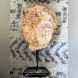 Pink Amethyst with Golden Healer and quartz  on Stand